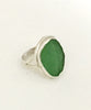 Green Textured Sea Glass Ring - Size 6.5