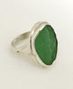 Green Textured Sea Glass Ring - Size 6.5