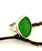 Green Textured Sea Glass Ring - Size 6.5