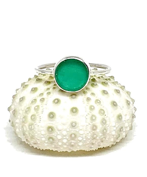Round Teal Sea Glass 