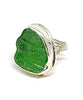 Green Textured Sea Glass Ring - Size 7
