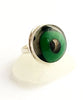Green Circle Fused Glass Bubble Ring - Size 7