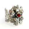 Flower Lace Cast in Sterling Silver with Faceted Topaz and Garnet Ring - Size 8