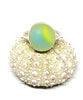Aqua & Yellow Sea Glass Marble Ring - Size 6