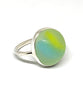 Aqua & Yellow Sea Glass Marble Ring - Size 6