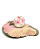 Three Pink Flowers Round Vintage Pottery Ring- Size 6