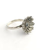 Poppy Ring Cast in Sterling Silver with Faceted Blue Topaz Stone - Size 8