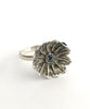 Poppy Ring Cast in Sterling Silver with Faceted Blue Topaz Stone - Size 8