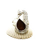 Sea Horse & Brown Sea Glass Ring - Size 7