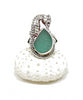 Sea Horse & Teal Green Sea Glass Ring - Size 6