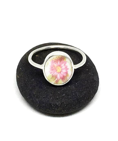 Soft Pink Floral Oval Vintage Pottery 