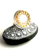 White and Gold Vintage Button Statement Ring - Size 7
