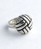 Cast Sterling Vintage Weave Button Ring - Size 7