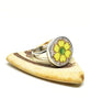 Yellow and Light Purple Flower Round Vintage Pottery Ring- Size 6.5