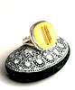 Yellow and Gold Vintage Button Ring - Size 5.5