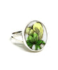 Yellow Flower Oval Vintage Pottery Ring- Size 7.5