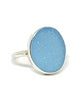 Aqua Oval Sea Glass Ring - Size 7
