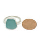 Chunky Dark Aqua Sea Glass Ring - Size 7