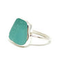 Chunky Dark Aqua Sea Glass Ring - Size 7