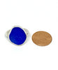 Chunky Blue Sea Glass Ring - Size 6.5