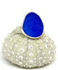 Chunky Blue Sea Glass Ring - Size 6.5