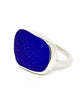 Chunky Rich Cobalt Sea Glass Ring - Size 7.5