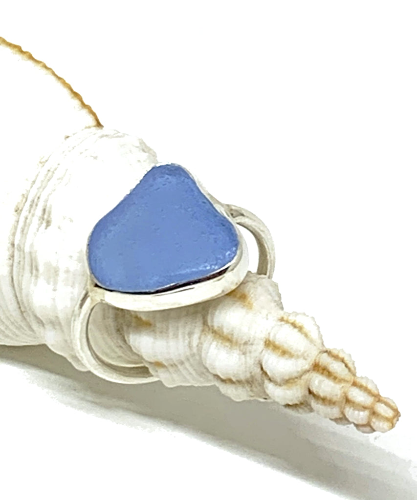 Chunky Light Blue Sea Glass Ring - Size 7