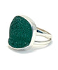 Large Textured Forest Green Sea Glass Split Band Ring - Size 7.5
