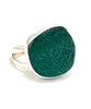 Large Textured Forest Green Sea Glass Split Band Ring - Size 7.5