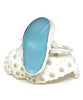 Textured Aqua Sea Glass Ring - Size 6
