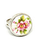 Pink Flowers Vintage Pottery Chunky Round Ring- Size 7