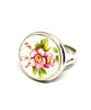 Pink Flowers Vintage Pottery Chunky Round Ring- Size 7