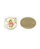 Pink Flowers Vintage Pottery Chunky Round Ring- Size 7
