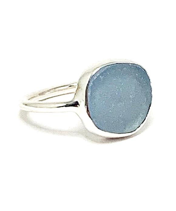 Soft Blue Sea Glass Ring - Size 7.5