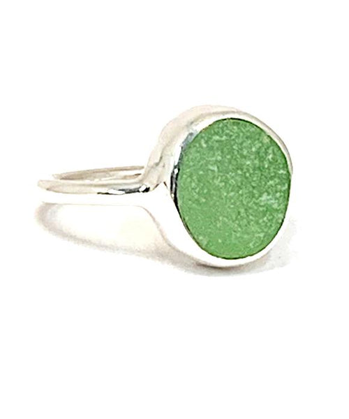 Light Green Sea Glass Ring - Size 4