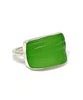 Rectangle Shaped Textured Chunky Green Sea Glass Ring - Size 8