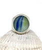 Blue and Yellow Heavy Band Marble Ring - Size 8.5