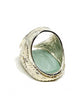 Large Statement Soft Aqua Sea Glass Ring with Leaf & Flower Setting