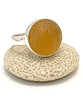 Golden Peach Sea Glass Marble Ring - Size 7
