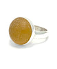 Golden Peach Sea Glass Marble Ring - Size 7