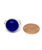 Dark Cobalt Blue Sea Glass Marble Ring - Size 7.5