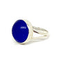 Dark Cobalt Blue Sea Glass Marble Ring - Size 7.5