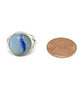 Blue Swirl Sea Glass Marble Ring - Size 4.5