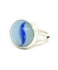 Blue Swirl Sea Glass Marble Ring - Size 4.5