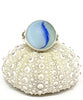 Blue Swirl Sea Glass Marble Ring - Size 4.5