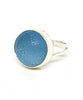 Aqua Blue Sea Glass Marble Ring - Size 5.5