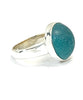Dark Aqua Sea Glass Marble Ring - Size 7