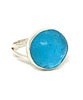 Bright Aqua Sea Glass Marble Ring - Size 7