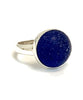 Dark Cobalt Sea Glass Marble Ring - Size 6.5