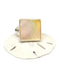 Square Light Peach Colored Mother of Pearl Ring - Size 7.5